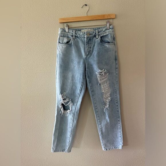 Kansas Straight Leg Jeans Light Wash Distressed High Waist Size 26 - Picture 1 of 5